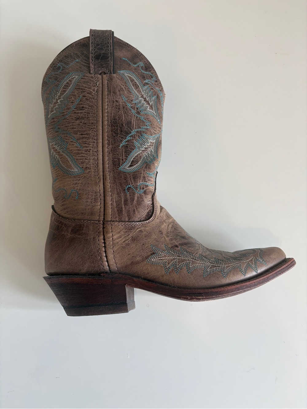Pre-loved Women’s Justin Boots Brown Leather with turquoise details - Picture 8 of 14